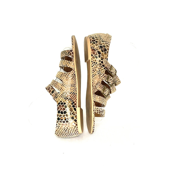 Jeffrey Campbell Cayman 5 Strap Brown Snake Embossed Sandals Women's Size 6 - Picture 7 of 12